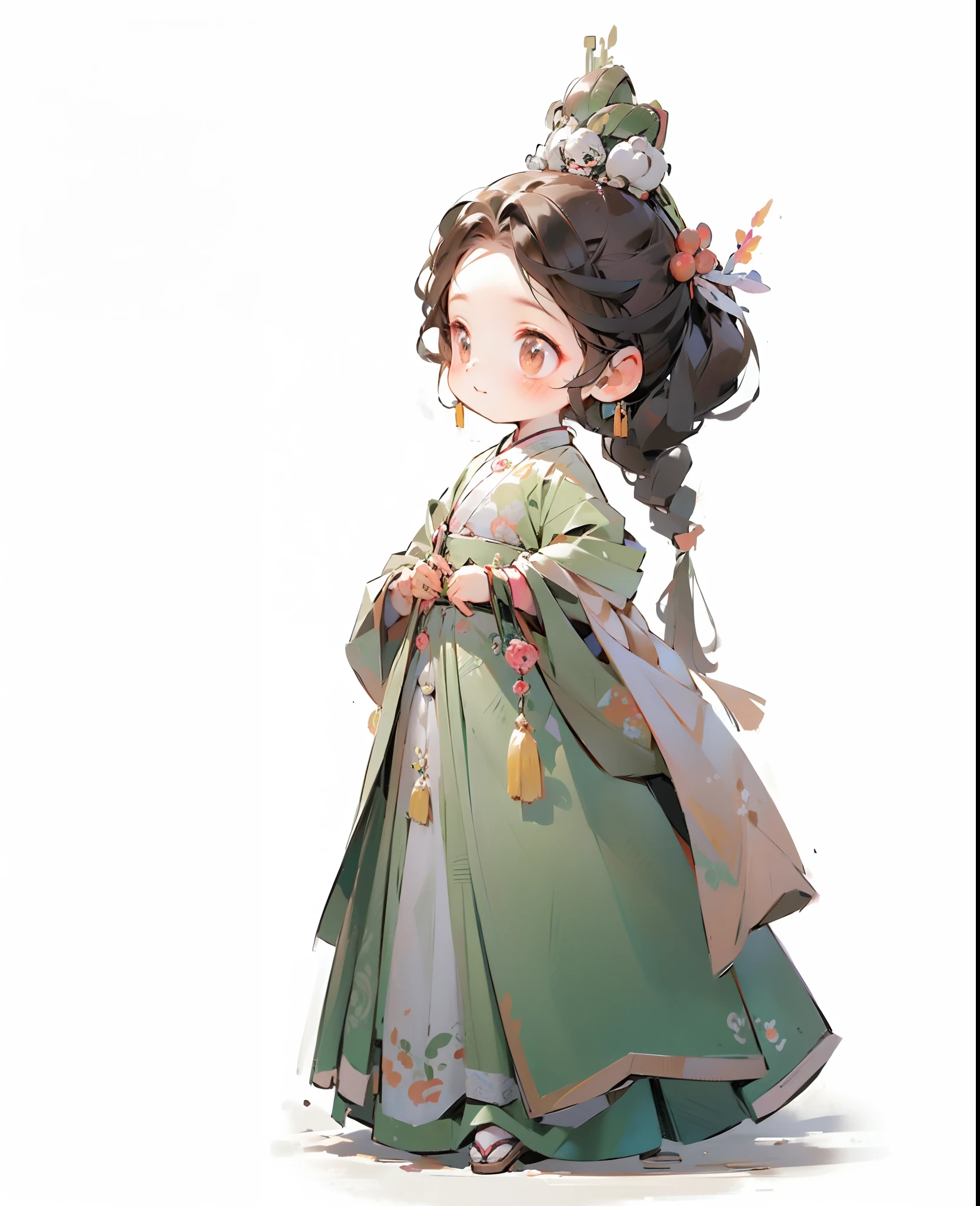's Q version,Q version little ganding on the grass,lovely digital painting, Clean background cute digital art, Cute detailed digital art, Cute cartoon character, Beautiful character painting, Chinese girl, Realistic cute girl painting, Beautiful digital artwork, Palace , A girl in Hanfu, cute character, Cute cartoon, digital cartoon painting art, Guviz-style artwork