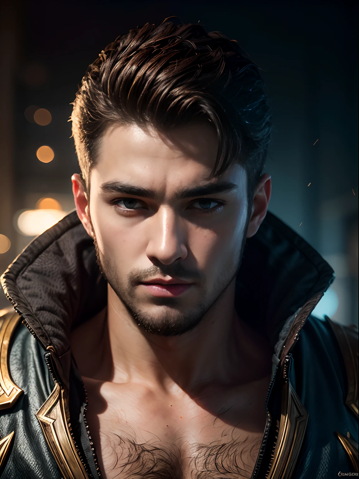 ((Best Quality)), ((Masterpiece)), (detailed), high resolution, closeup portrait, a male, penis, greek god, fantasy, league of legends style, beautiful figure painting, bright light, amazing composition, front view, HDR, volumetric lighting, ultra quality, elegant, highly detailed