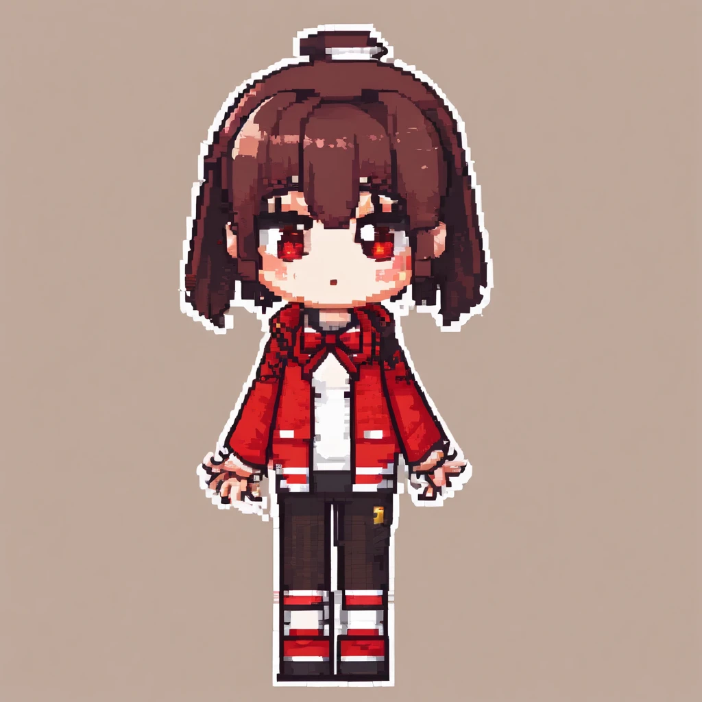 1girl,fullbody,((chibi)),((red-framed)) (under-rim) glasses,
red eyes,, (side swept bangs:1.8), asymmetrical bangs,red hair, short hair,simple background,idol clothes