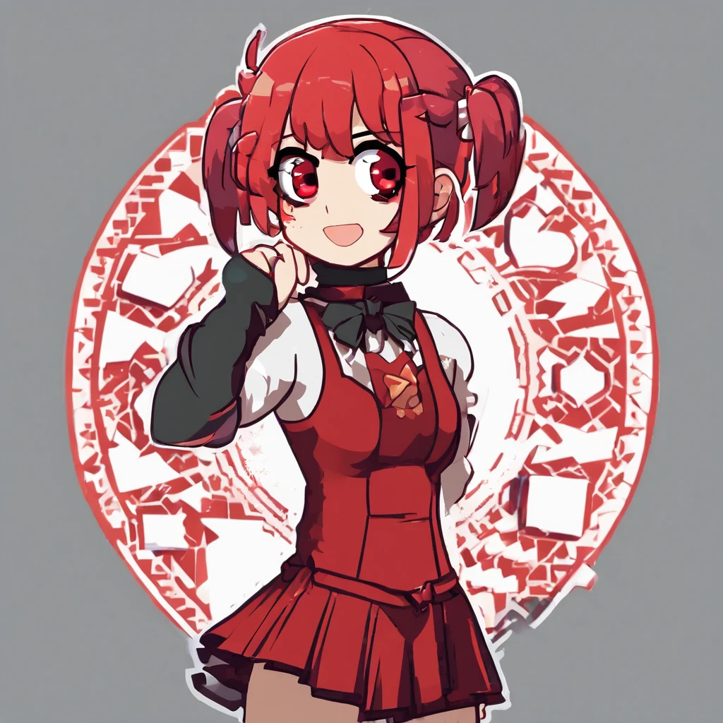1girl,(fullbody:1.8),((chibi)),((red-framed)) (under-rim) glasses, 
red eyes,12 years old, (side swept bangs:1.8), asymmetrical bangs,red hair, short hair,simple background,idol clothes