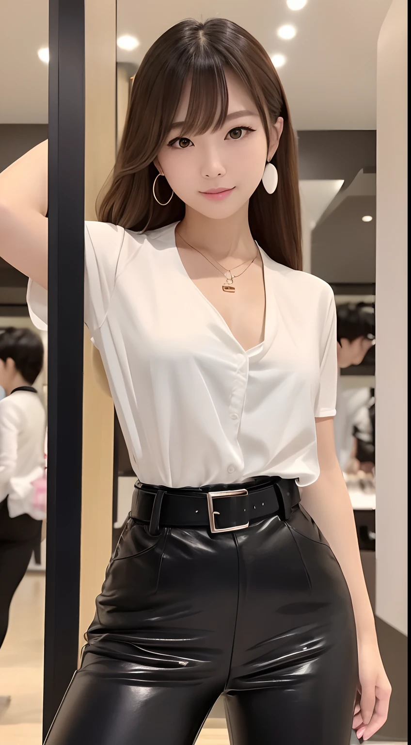 (Highest quality:1.5), (Real:1.4), (Ultra high definition:1.4), (1 Japanese skinny woman in her twenties), (skinny body), skinny face, (Plain blouse), (flare skirt), pumps, (skinny woman is standing in living room at home), (20's skinny woman is standing with blouse and flare skirt on office street), (front view of a skinny woman), office Street, (Close up of upper body), (smile), (Turn your body forward), (upright), (skinny), (skinny), (Very thin)