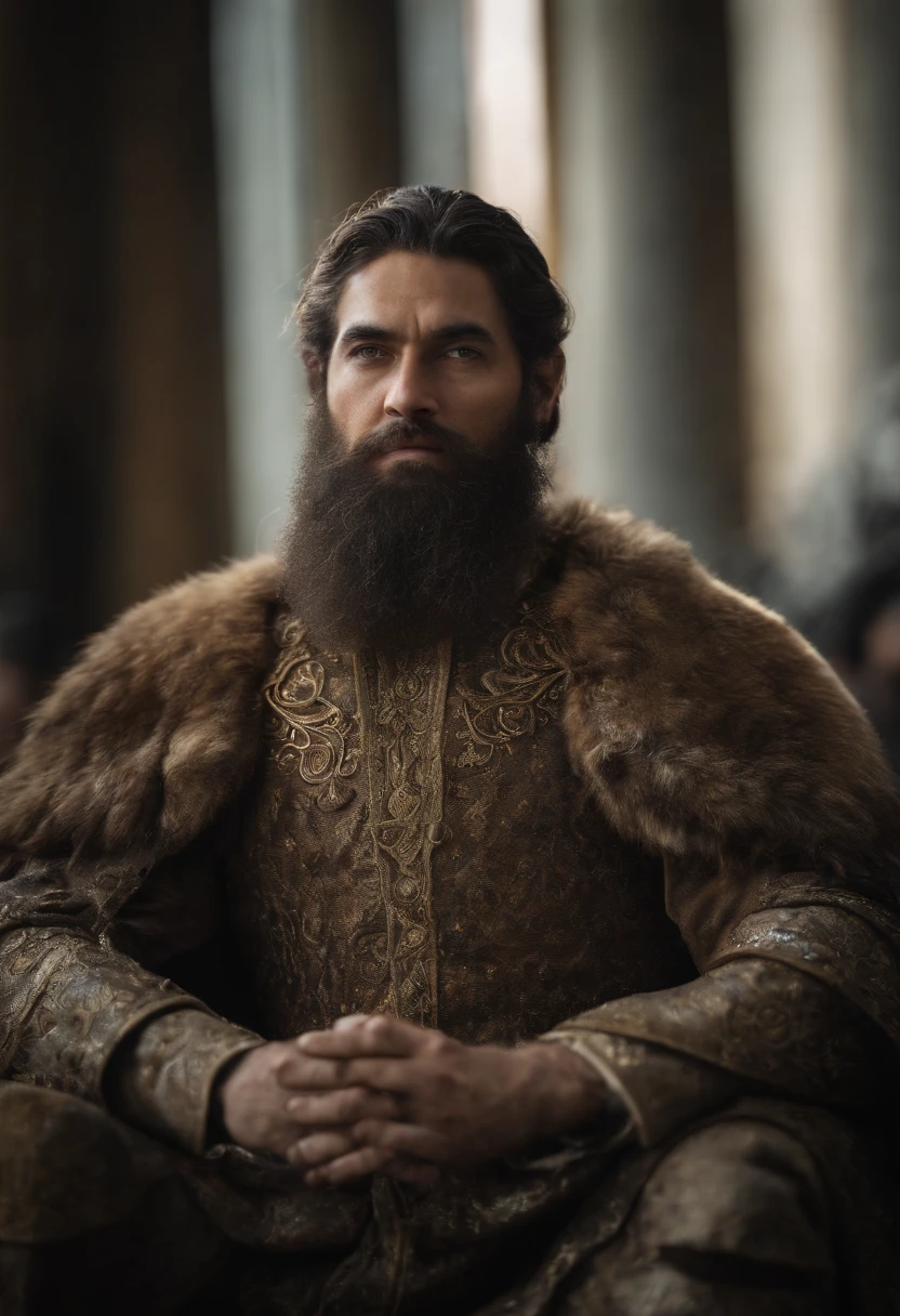 Imagem realista do Rei Herodes, seated not throne, Close-up, Cinematic lighting