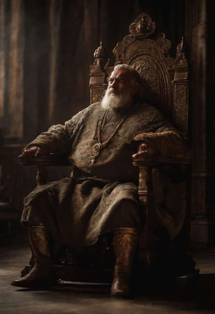 Imagem realista do Rei Herodes, seated not throne, Close-up, Cinematic lighting