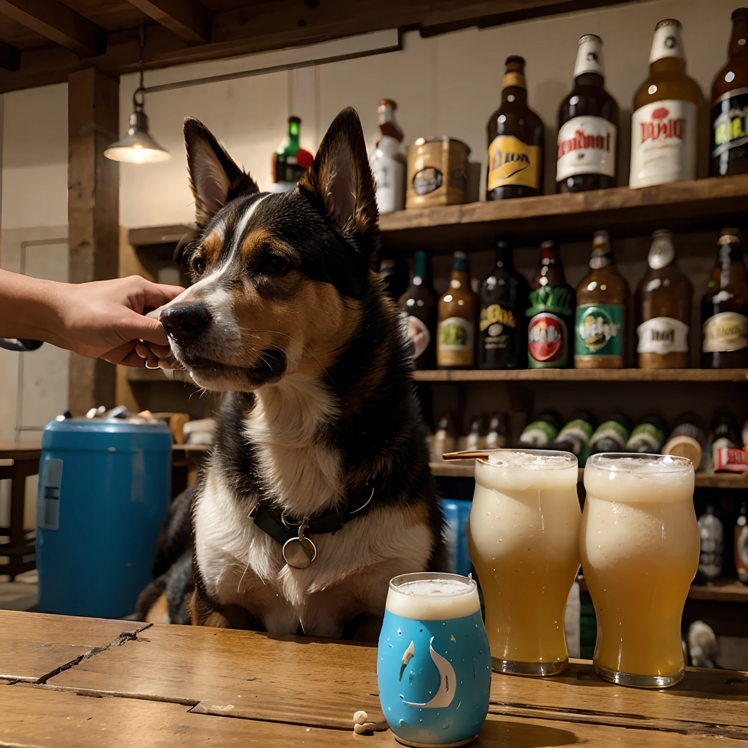 Perro bebiendo cerveza