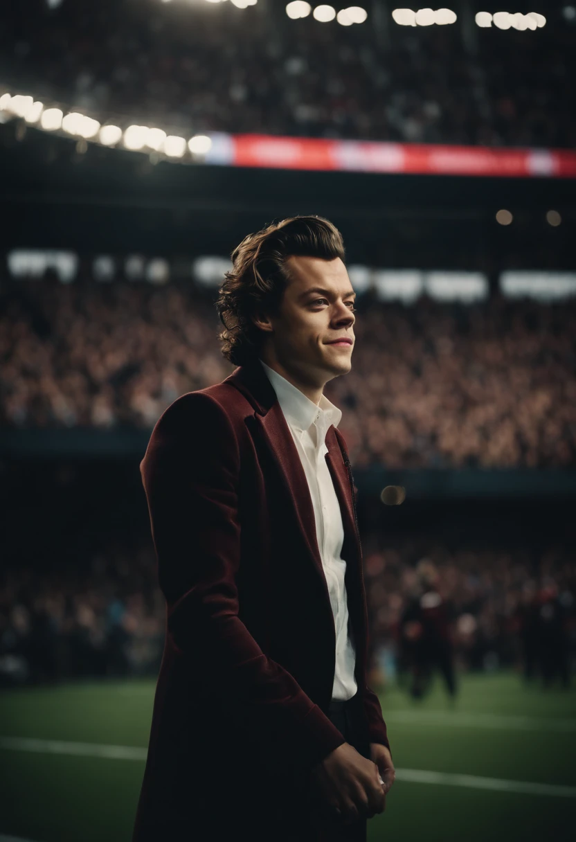 Harry Styles in a packed football stadium