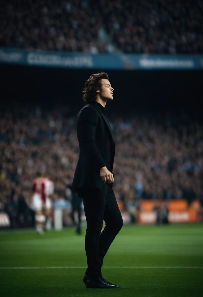 Harry Styles in a packed football stadium