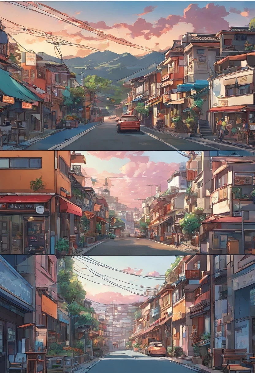 comic strip,Hong Kong comic book style,Fengyun comic style,(((Cartoon Split))),(((Comic storyboard))),Two-dimensional picture,Estilo de Makoto Shinkai,Makoto Shinkai manga art,teens girl,The narrow streets of the town,starrysky,vibrant with colors,Hyper-realistic,Ultra photo realsisim,super-fine,Smooth lines,high qulity,8K,tmasterpiece