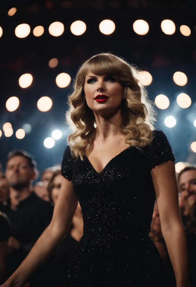 Taylor Alison Swift at her concert in a stadium packed with fans