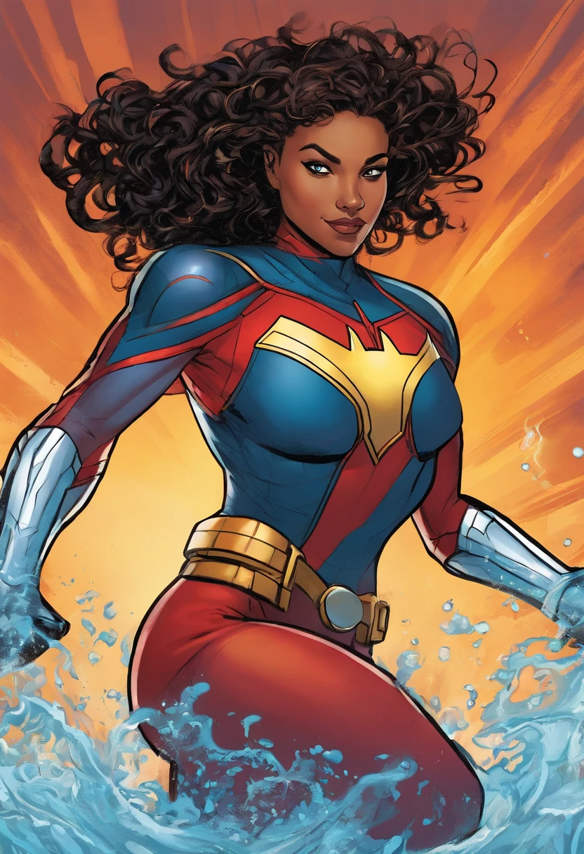 Young Mixed Race Female Marvel Super Hero Comic Book Character with Water Based Abilities