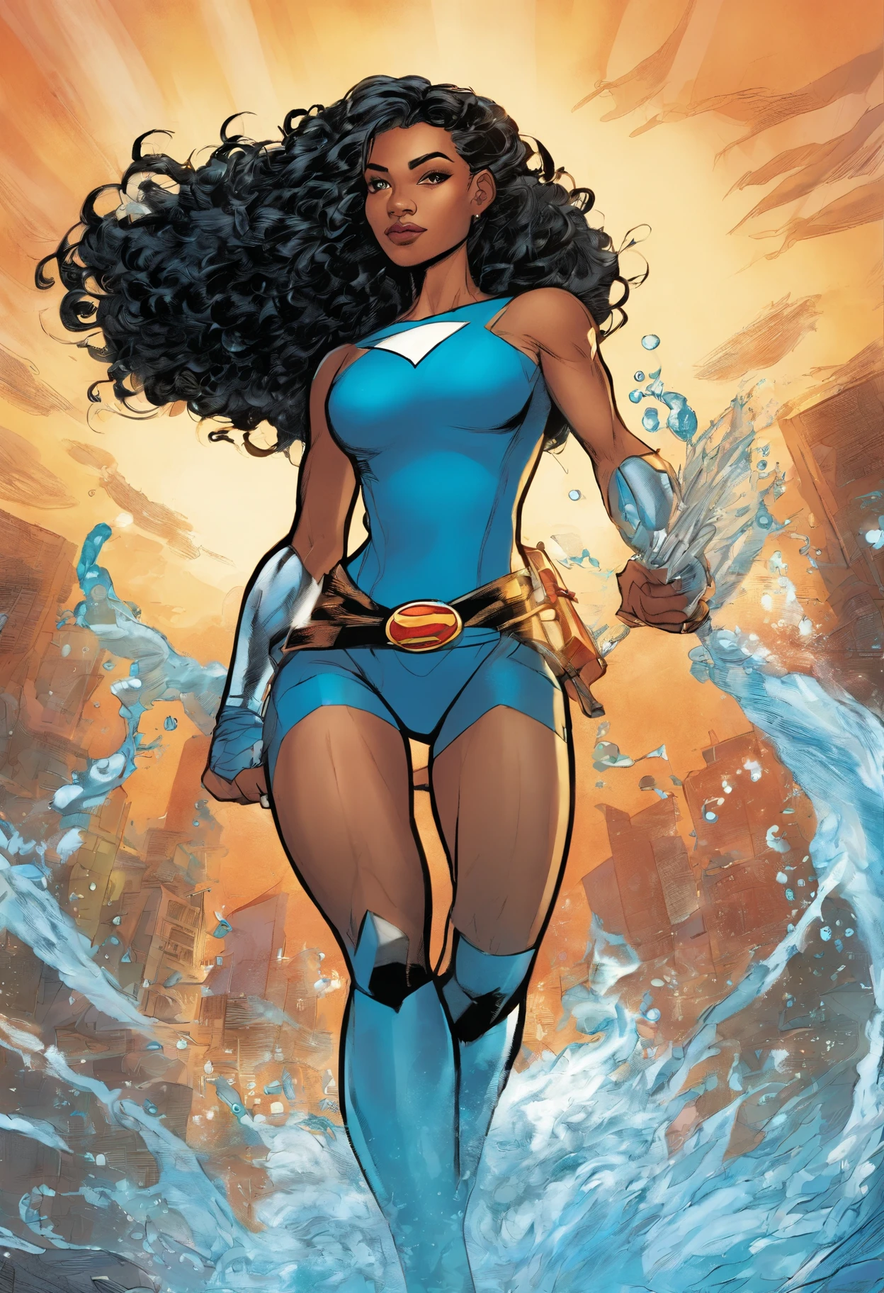 Young Mixed Race Female Marvel Super Hero Comic Book Character with Water Based Abilities