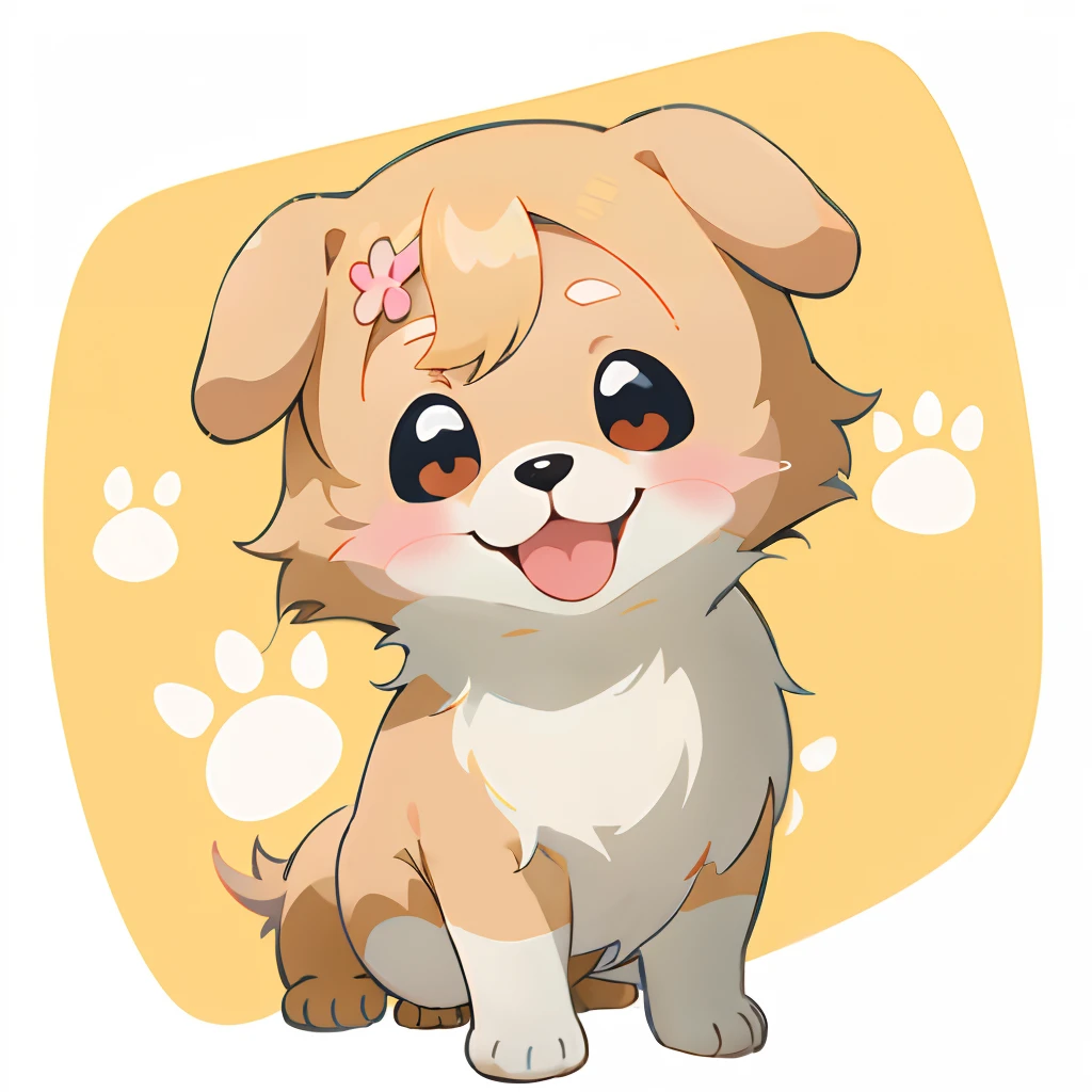 Baby Golden Retriever,One puppy、 official artwork, , Lori, anime style portrait, anime moe art style, 2 d anime style, Cute art style, Stylized anime, Anime Art Style, Anime style. 8K, anime style 4 k, Anime Art Style, digital anime art!!、White puppy、fluffly、Baby Golden Retriever、blanche、Vigorous、A charming smile、Deformed puppy、raise the front paws、Deformed puppy、dynamicposes、((masterpiece))、(((top-quality))、Chibi Chara、