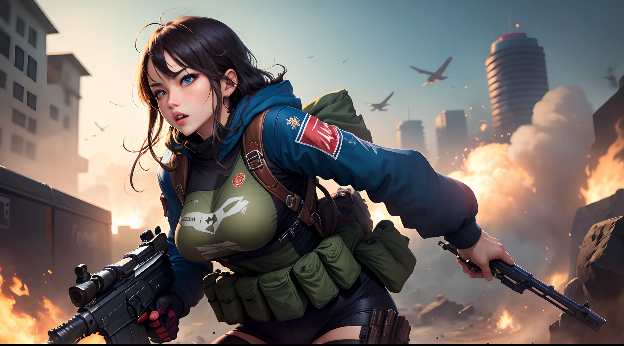 Anime girl with gun in short skirt and camisole with gun, Extremely detailed Artgerm, Armor Girl, Art germ. High detail, IG model | Art germ, Detailed digital anime art, Style Artgerm, Fanart Meilleure ArtStation, artgerm detailed, Art germ on ArtStation Pixiv, Artgerm and Atey Ghailan