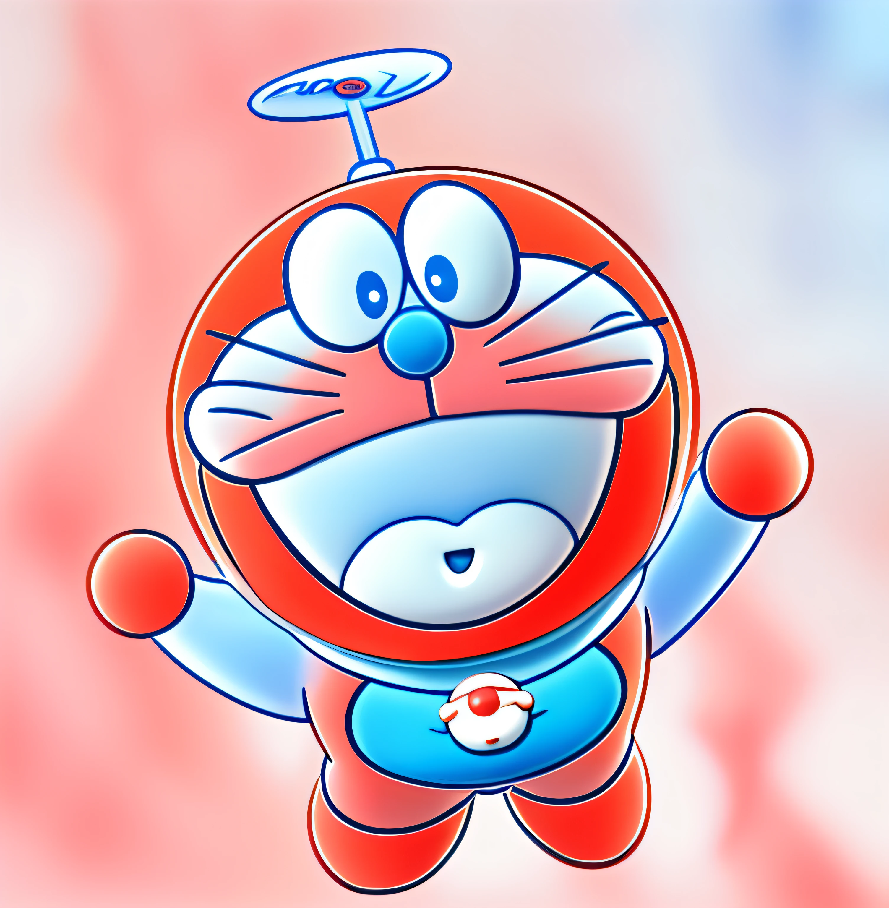 A cartoon character with a red nose and a blue suit, Doraemon, acrace catoon, 😃😀😄☺🙃😉😗, japanese mascot, Japanese animation style, Japanese cartoon style, author:Murakami Kagura, by Murakami, toei, 🚿🗝📝, Chisatana 3D on Twitter