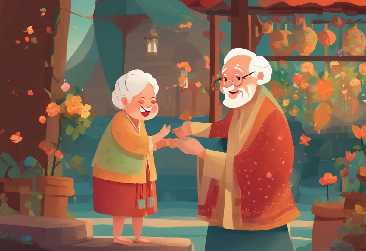 Chongyang Festival Respect for the Elderly，Grandmother，Mom and child laugh together，Cartoon pictures Normal background, A beautiful artwork illustration, Colorful illustration, colorful kids book illustration, Colorful illustrations, archan nair, painting illustration, fairy-tale illustration style, editorial illustration colorful, colorful concept art, dreamlike illustration, Colorful!Character design, Wonderful illustrations, illustrated in whimsical style, Exquisite digital illustration