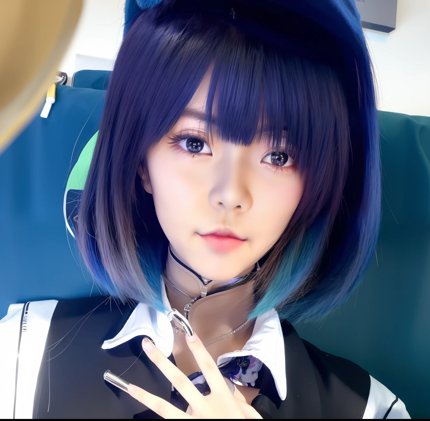 anime girl with blue hair and green eyes in a school uniform, anime visual of a cute girl, anime visual of a young woman, anime portrait of shiina ringo, anime girl named lucy, rei hiroe, today's featured anime still, hinata hyuga, akane, anime best girl, fubuki, misato katsuragi, beautiful anime high school girl
