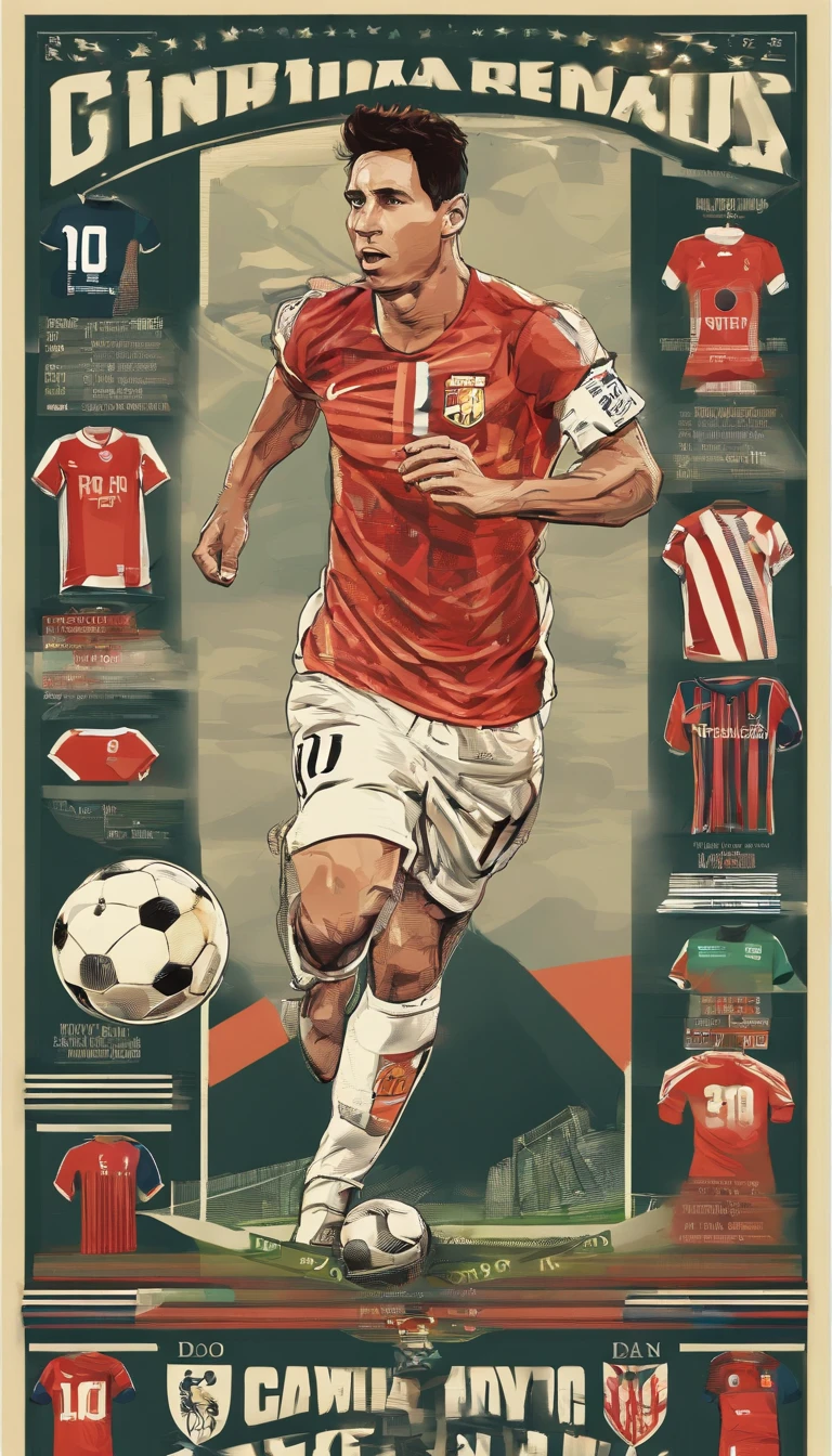 Lionel Messi, Cristiano Ronaldo, Neymar, con ropa deportiva retro de sus selecciones, cada personaje debe de tener camisetas distintas, 4k-resolution, piernas perfectas, torso perfecto, brazos perfectos, cara perfecta, un lazo que diga "Retro Sport", en un estadio de futbol. Do not use the same template used in the images above