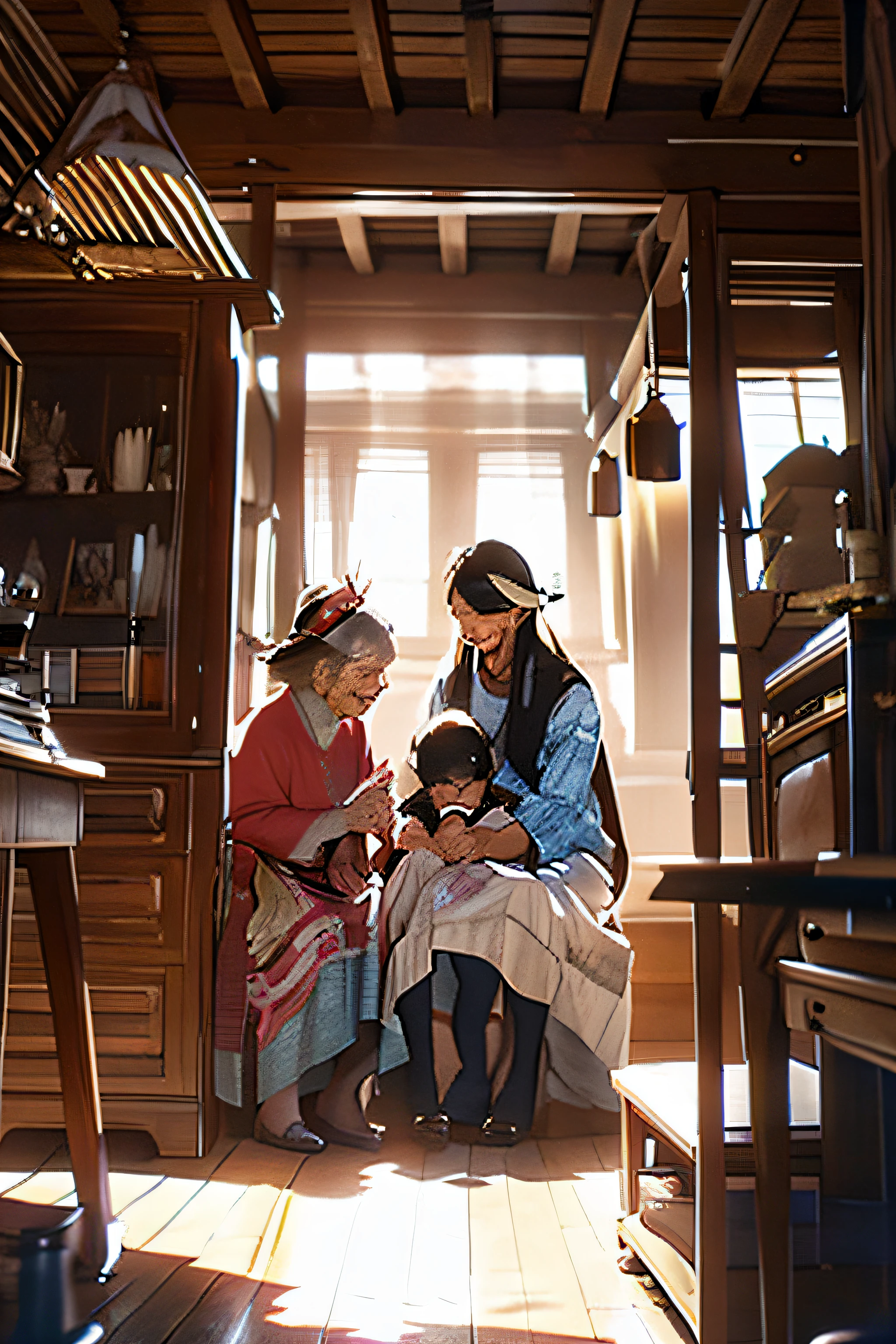 Chongyang Festival Respect for the Elderly,A old man,Grandmother,Grandmother and child laugh together,Cartoon pictures Normal background, A beautiful artwork illustration, Colorful illustration, colorful kids book illustration, Colorful illustrations, archan nair, painting illustration, fairy-tale illustration style, editorial illustration colorful, colorful concept art, dreamlike illustration, Colorful!Character design, Wonderful illustrations, illustrated in whimsical style, Exquisite digital illustration