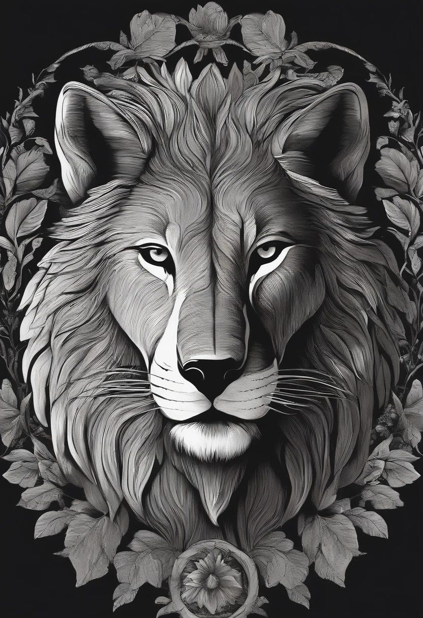 A vivid scene from a frontal portrait of a brave man, Shrouded in an aura of mysterious determination, enquanto ele caminha destemidamente em um caminho serpenteante que se adentra profundamente na densa floresta. In this epic encounter with the wilderness, He is accompanied by a wolf, whose eyes mirror loyalty and cunning, and a majestic lion, whose imposing presence and unwavering courage stand out against the verdant backdrop. A floresta se abre diante deles, um reino antigo e misterioso de sombras e segredos, Where the connection between man, The Wolf and the Lion becomes a testimony of courage, parceria e aventura em seu estado mais puro