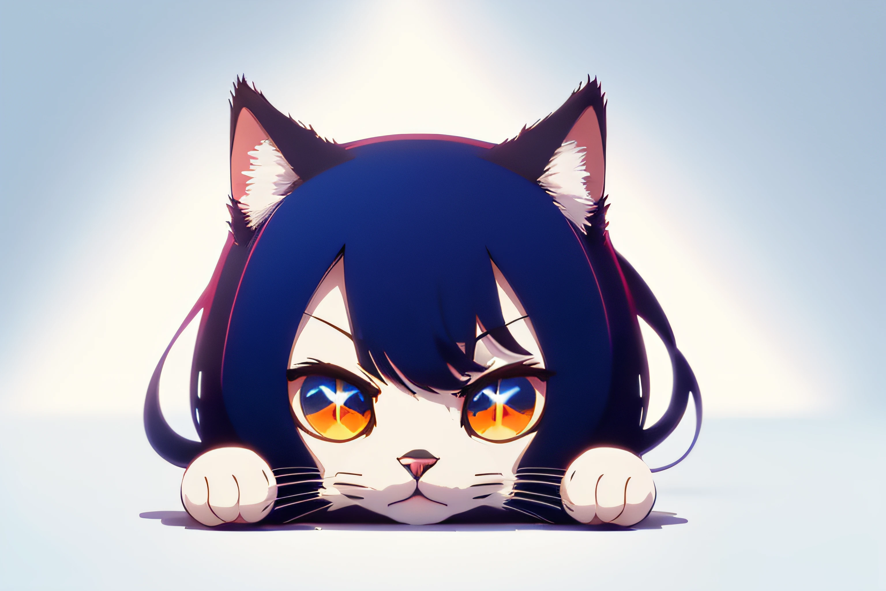 (Minimalist vector graphics), ((Only the cat's head)), (Character Design), (anime scener), (A logo), (Only one), (hight resolution), (Draw only one), (Cool cat), (Head-only images), (Looking at the camera), (The background is solid paint)