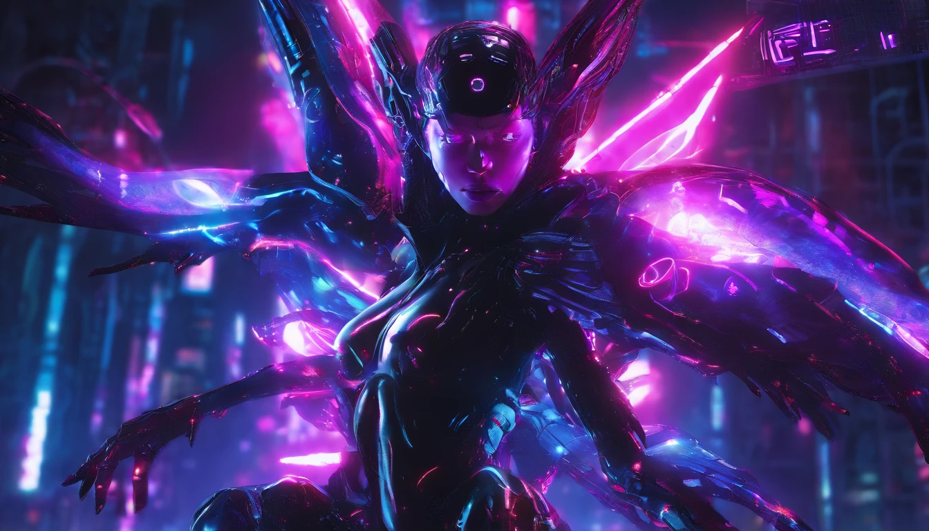 masterpiece, cyborg, The body is glamorous、, Wearing a hood, Shrouded in shadow,Wear an aura , Positano colours, Completely in frame, whole body, Emits electrical energy, whole body, Beautiful girl in beautiful anime waifu style, Ultra-detailed CG paintings, Luminism, Art by Kahn Griffith and Vadim Kashin Concept Art, 8Kresolution, １６ｋresolution、Fractal isometric details、 Bioluminescence , complicatedly detailed , Cinematic, trending on art station Isometric Centered hyper Realistic cover photo awesome full color,  Grainy, Realistic, complicated, Hit definition , Cinematic, Bold, Vibrant, amazing, Super high quality model、Being pelted by rain in the dark、Controlling Lightning、Red eyes、The overall color scheme is based on white and blue.、Realistic