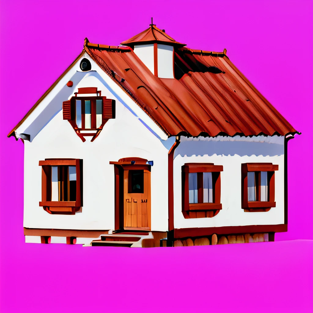 (best quality, Altas:1.2, ultra-detalhado, Realistic:1.37),A cartoon house with a clock on the roof and a window, house illustration, casa no fundo, fundo da casa, casa e casa, casinha, em uma casa estilo terra doce, uma casa, casa arredondada e personagem bonito, estilo de desenho animado simples, Caricato e simplista, casa completa, casa de aldeia, casinha, casa colorida, desenhado com photoshop, Houses and buildings