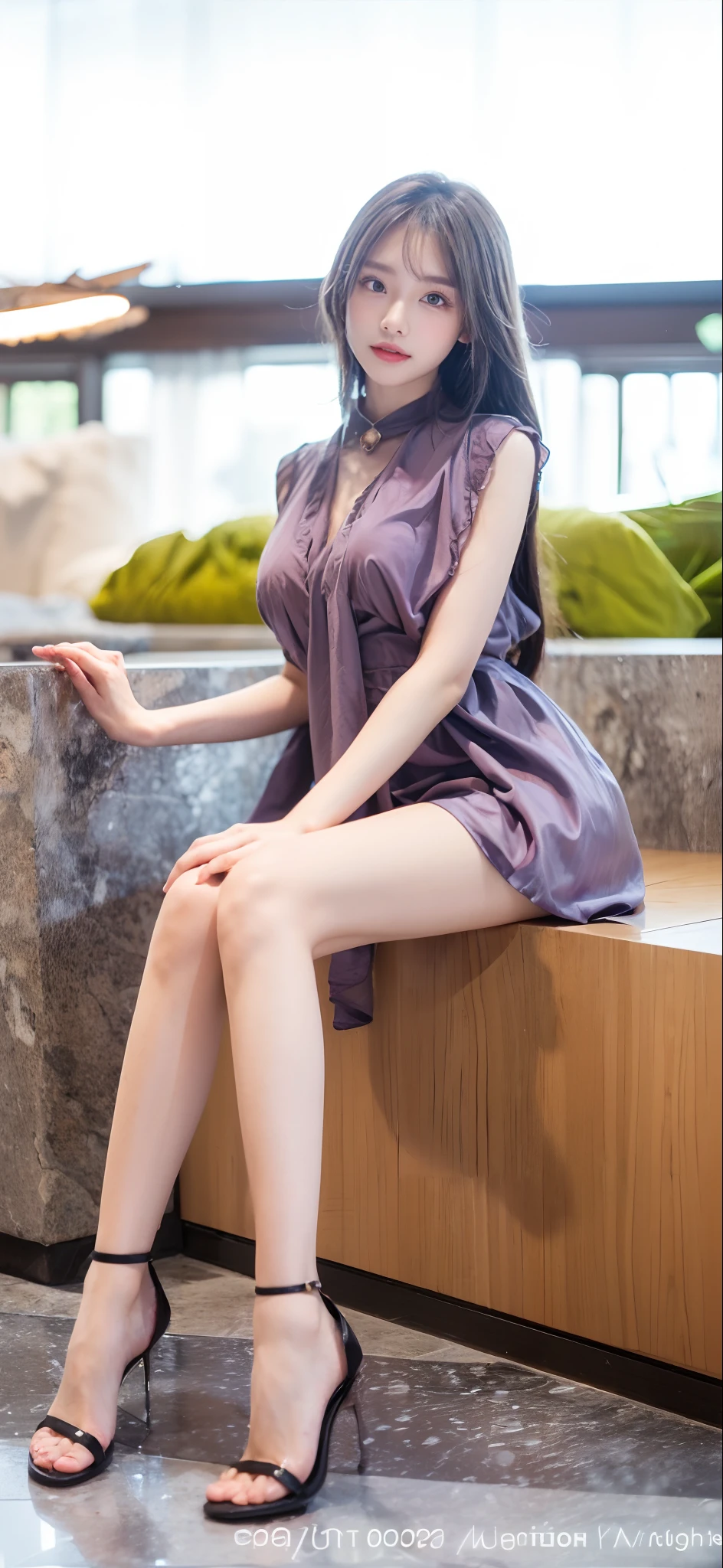 ((((highest quality))))、(((Ultra-precision CG16K wallpaper)))、(((masterpiece)))、(((Super detailed)))、(((Extreme detail)))、((1Mature 29 year old devilish woman:1.6))、((Very beautiful Japanese faces))、((Zuo々Nozomi:1.8))、((Straight medium hair、blunt bangs:1.3))、(Shiny brown hair:1.3)、Delicately drawn and beautiful face、Brown Eyes、eyeliner、Eyeshadow、High nose、Small nostrils、Small Mouth、Seductive lips、Beautiful breasts、((C cup size breasts))、Cleavage、Beautiful feet、eight-headed body、Perfect proportions、Perfect Anatomy、Perfect composition、Beautiful detailed shading、Beautiful, natural lighting、Beautiful detail glow、Depth of written boundary、(((High chroma)))、(((Real:1.9)))、((vivid:1.5))、((Beautiful Skin))、((Skin Texture))、((Realな皮膚感))、(((Cowboy Shot:1.6)))、((front view、shoot from front、Front low angle:1.6))、(((smile:1.5)))、((The woman is looking at this、looking at viewer:1.6))、Bright daylight、Natural light、(((living、Window Room、curtain:1.5)))、(Gravure idol sitting pose:1.6)、(((Light grey sleeveless collared ribbed knit mini dress:1.6)))、((necklace、Wearing earrings:1.5))、(((The woman is sitting on a beanbag cushion with her knees up:1.6)))、(((The woman has her hands behind her head:1.6)))、