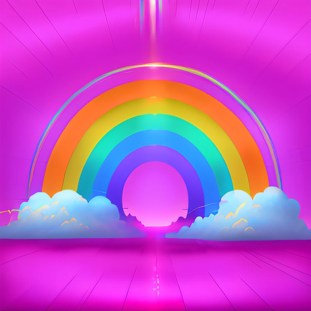 (best quality, Altas:1.2, ultra-detalhado, Realistic:1.37), A rainbow with clouds on a pink background, rainbow bg, Rainbow Line - Art, Colorful rainbow, rainbow background, bright rainbow nimbus, pastel rainbow, rainbow colored clouds, raining rainbow, rainbow in the sky, No estilo de Lisa Frank, rainbows in the background, rainbow clouds, rainbowart, Soft rainbow, rainbow colors, Rainbow, just one rainbow 8 k