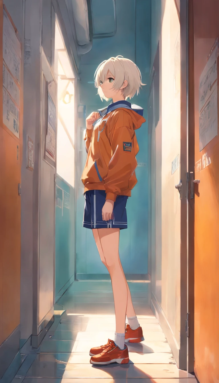 best qualtiy, tmasterpiece, 超高分辨率, realisticlying, 1 boy,(long white hair),Heterochromic pupils,Smoke with your back against the wall,There are scars from fights on the face,Tunic,(White boxing holster),leather shoes,wall,wide angles