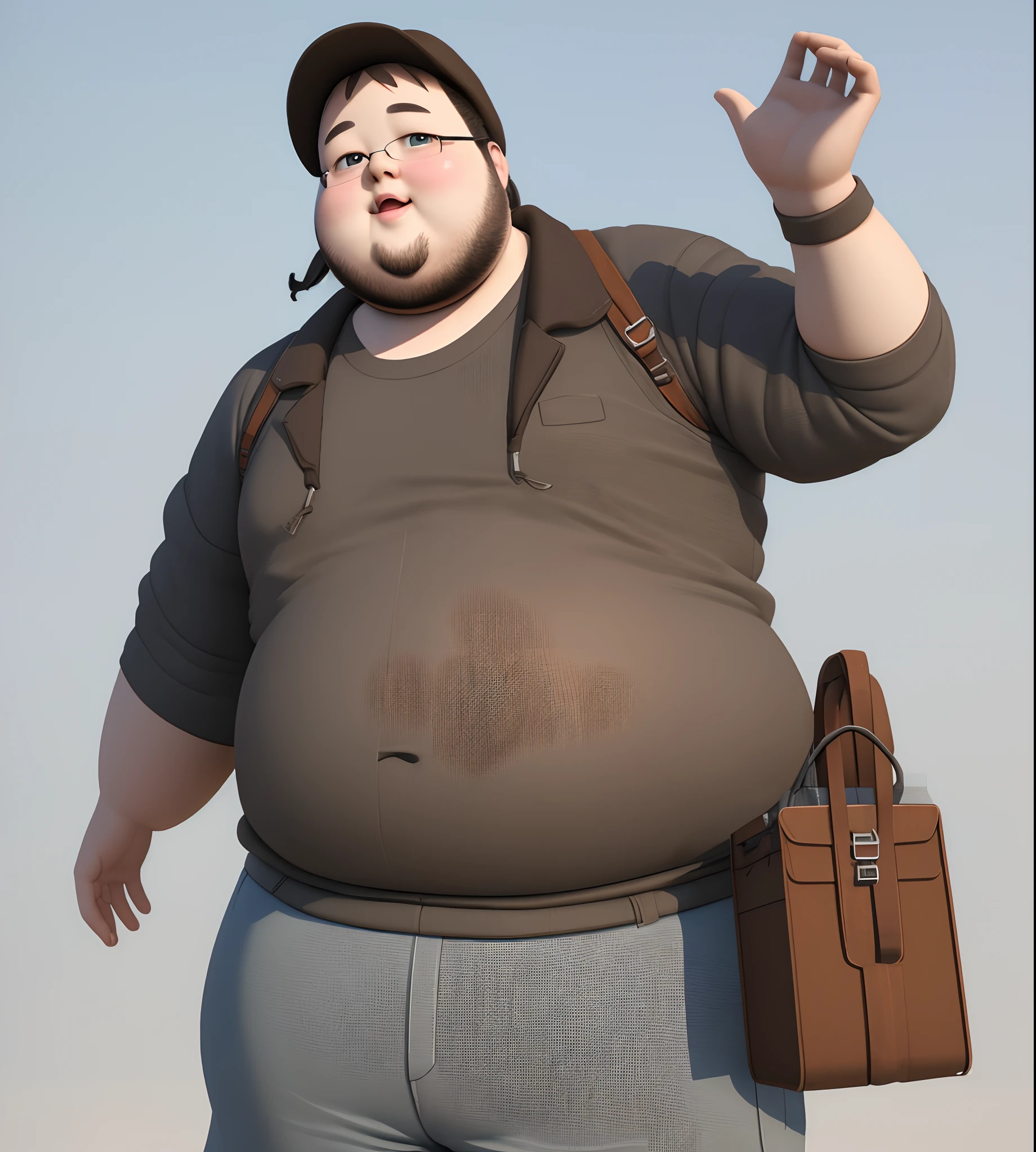 man,Fat people,Anime,3D Model,White background,High resolution