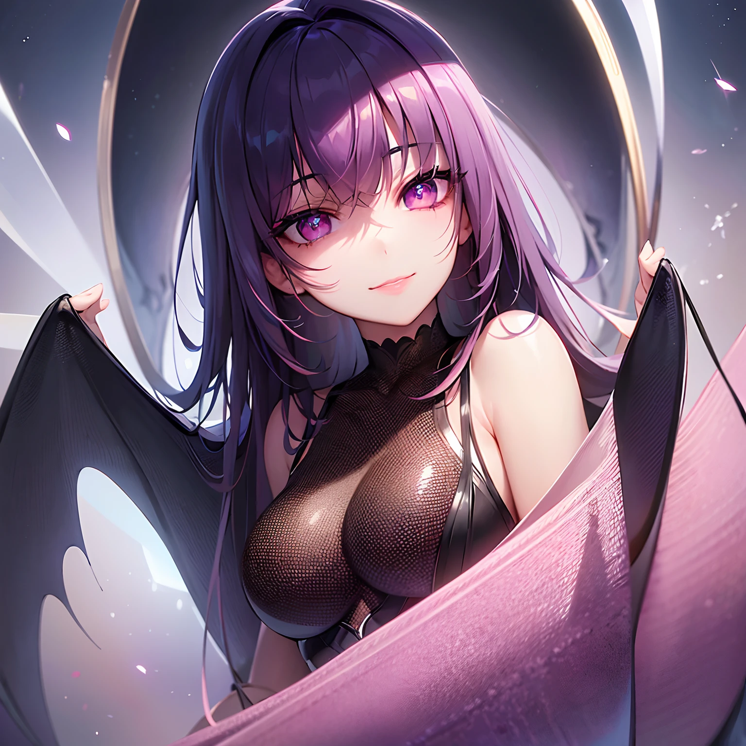 A smile,8K,a beauty girl,Beautiful eyes,Nasty eyes,Erotic look,Official_Art Book,animesque,head shot,close up of face,s lips,Glossy lips,Eyes Like Gems,long lashes,Heart-shaped pupil,eyeshadows,lip stick