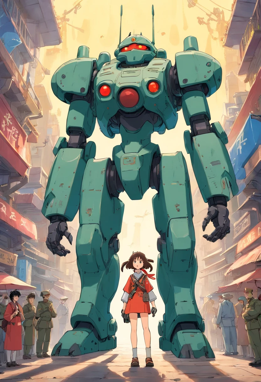 (Best quality), Oriental detailed background, Science fiction,Mechanical arms,Girl with man , War, Monster army, techwear outfits,, army suit