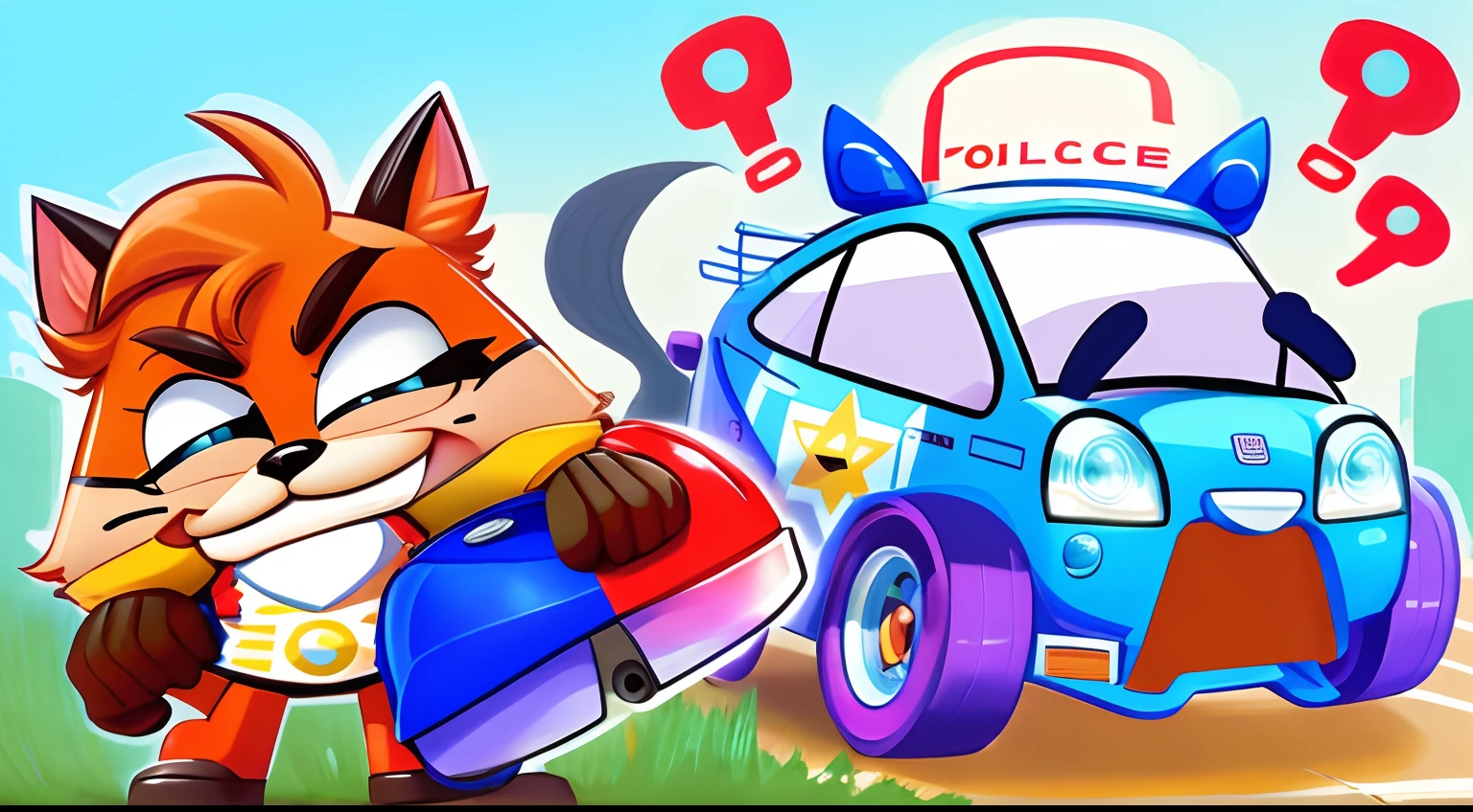 cartoon charactors, cartoon, police car