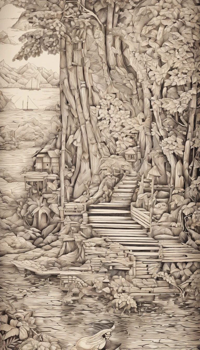 Wood-burned, etched artwork. Can also make interesting wooden detailed objects: A Monkeys. 4 panels with different poses