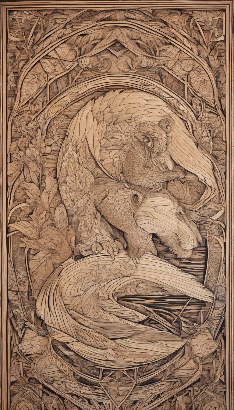 Wood-burned, etched artwork. Can also make interesting wooden detailed objects: A Monkeys. 4 panels with different poses