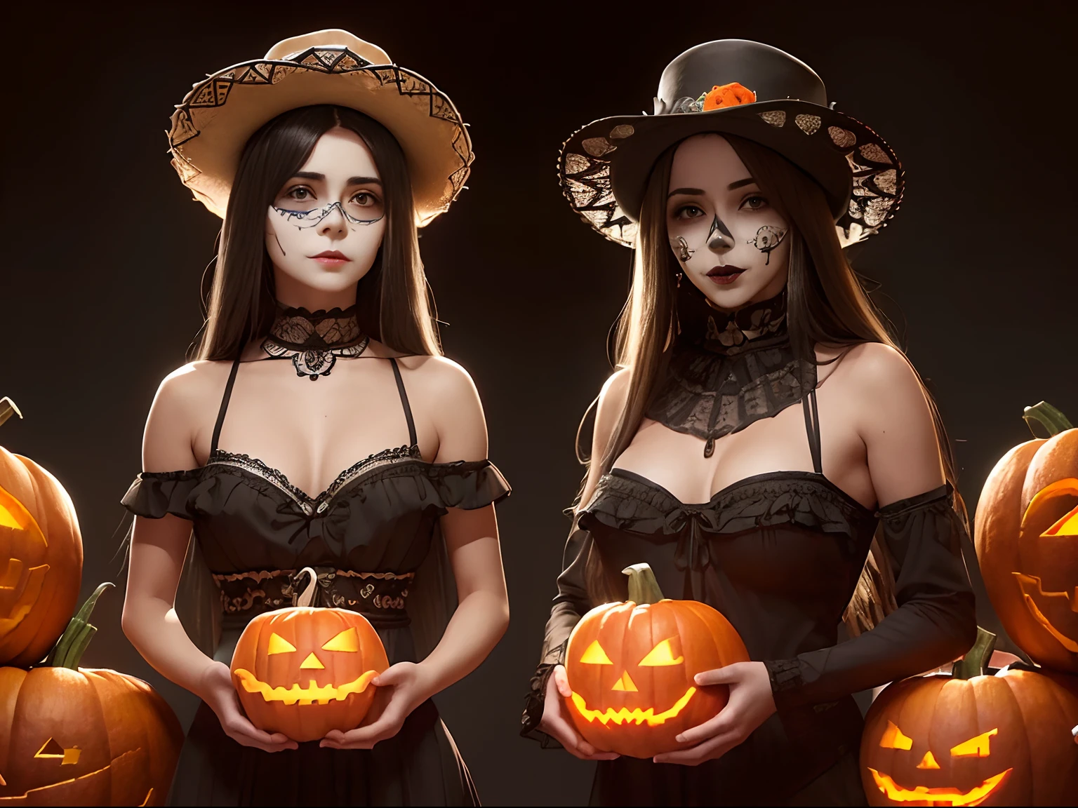 (((hombre mexicano))) ((rodeado de jack o lanterns)) (((guapo cejas y bara poblada))) ((piel canela)) ((8k)),((cuerpo completo))(((Amazing scenne))), guapo,((ojos cafe)), (((una hombre))) 8k, hiperrealista todo como un motor irreal trazado de rayos render ((estilo humano hiperealista)),(((Empty dark background))). hiperrealista todo como un motor irreal trazado de rayos render estilo humano realista ,(((Empty dark background)))., Suavemente iluminado, Intimo exquisito detalle, foco nítido, intrincadamente detallado, rewarded photography, small-catchlight, bajo contraste, alta nitidez, facial-symmetry, profundidad de campo, cinematic background, Renderizado del motor irreal, Imagen central, dream-like, Suavemente iluminado, intimo, imagen de cuerpo completo ,cuerpo completo,((tetona)),((calaveritas mexicana dia de muertos))