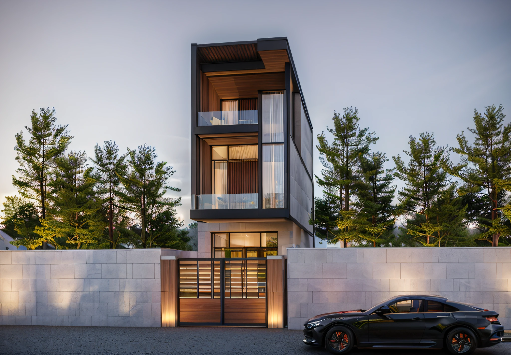 villa modern,night, Realistic, exterior, sunlight, house, RAW photo, 8k uhd, dslr,  (high detailed skin:1.3), soft lighting, ultra quality, film grain, Fujifilm XT3, sharp image, best quality, authentic, hight quality,