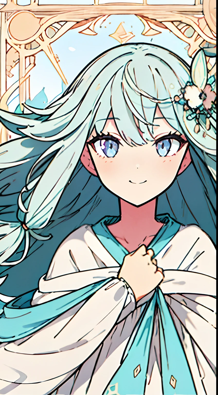 masutepiece, Best Quality,Illustration, Wallpaper, ultra -detail, Absurd beauty, 1beautiful girl、Big eyes with sparkly、Hair fluttering in the wind、♡、Smaller head、miscievous smile:1.3、Angle looking up from below、♥️