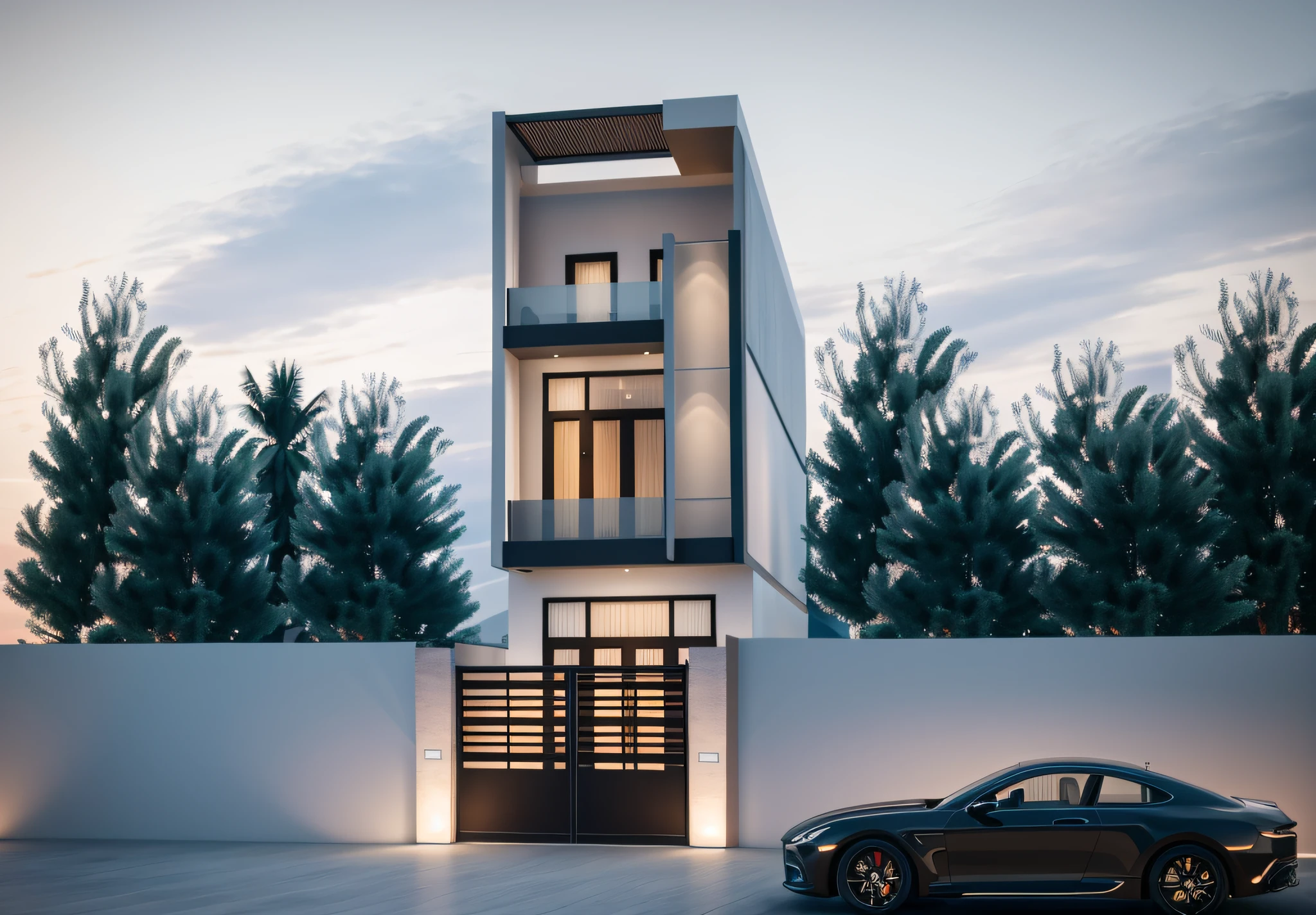 Modern townhouse villa, 3 floors, render vray, exterior design, designed by architect Vo Trong Nghia. This masterpiece showcases a realistic house, capturing the essence of modern living. The high-quality craftsmanship brings this architectural vision to life.
The townhouse villa stands tall with its contemporary facade, boasting sleek lines and captivating symmetry. The exterior design is meticulously crafted, showcasing a perfect blend of concrete, glass, and steel. The choice of materials adds a touch of elegance and sophistication to the overall structure.
The exterior living spaces are just as enchanting as the interior. A rooftop terrace provides panoramic views of the surrounding cityscape, offering a perfect place to unwind and enjoy the breathtaking sunset. The inviting outdoor pool beckons for a refreshing dip, while the carefully curated landscaping provides privacy and serenity.
In collaboration with the renowned architect Vo Trong Nghia, this modern townhouse villa epitomizes the pinnacle of architectural design. With its realistic rendering and photo-realistic quality, it is a true work of art that captures the essence of contemporary living. Post Processing, Post-Production, CGI, VFX, SFX, Full color,((Unreal Engine 5)), Canon EOS R5 Camera + Lens RF 45MP full-frame CMOS sensor, HDR, Realistic, Cinematic intricate detail, extreme detail, science, hyper-detail, super detail, super realistic, crazy detail, intricate detail, nice color grading, reflected on glass, eye-catching wall lights, octane render, cinematic, trending on artstation, High-fidelity, Viwvid, Crisp, Sharp, Bright, Stunning, ((Lifelike)), Natural, ((Eye-catching)), Illuminating, Flawless, High-quality,Sharp edge rendering, medium soft lighting, photographic render, detailed archviz