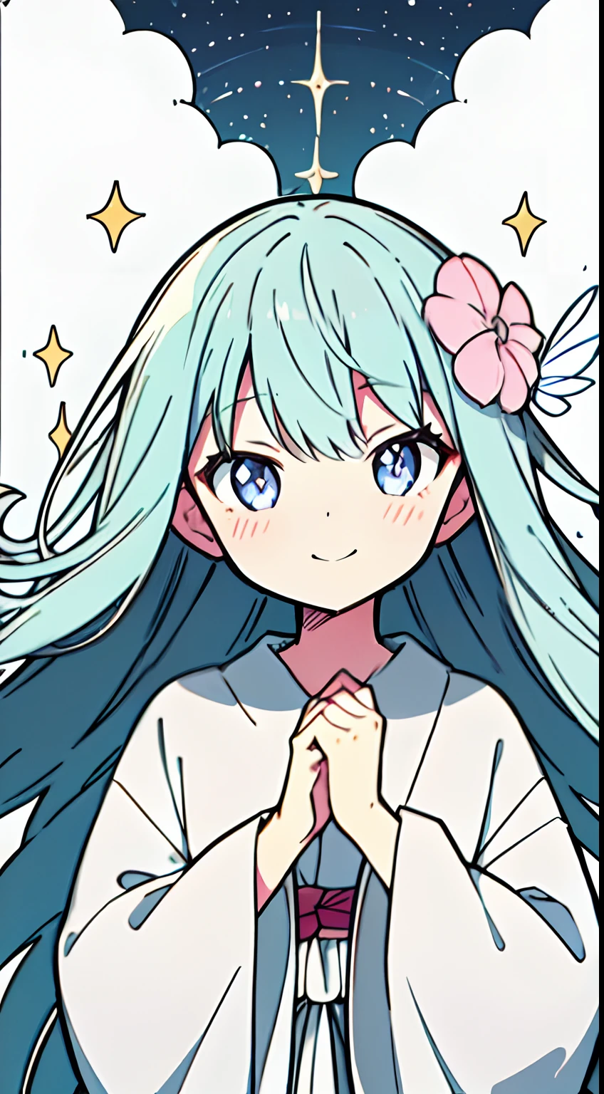masutepiece, Best Quality,Illustration, Wallpaper, ultra -detail, Absurd beauty, 1beautiful girl、Big eyes with sparkly、Hair fluttering in the wind、♡、Smaller head、miscievous smile:1.3、Angle looking up from below、♥️