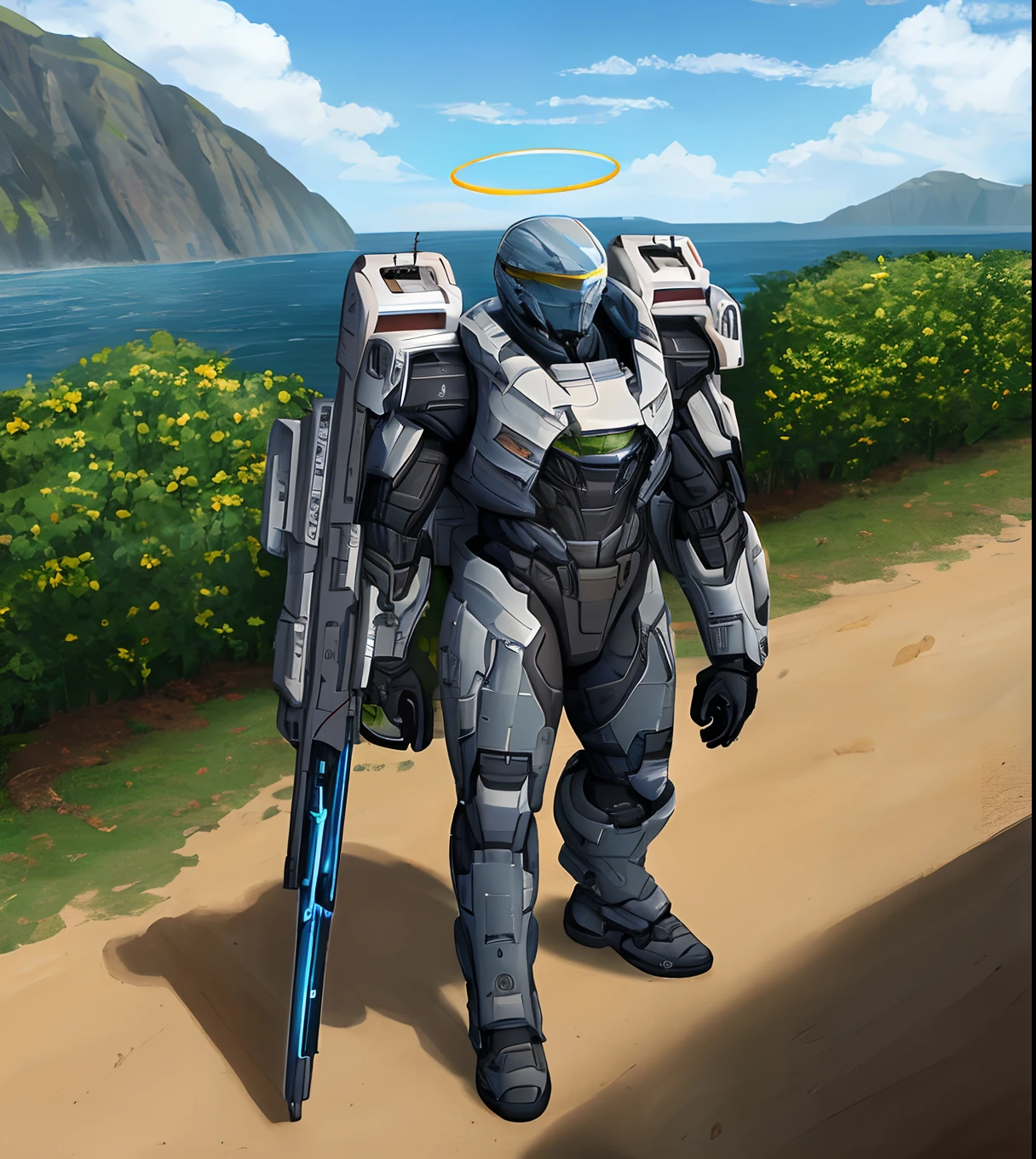 Battlestar galactica in the style of halo forerunner ship