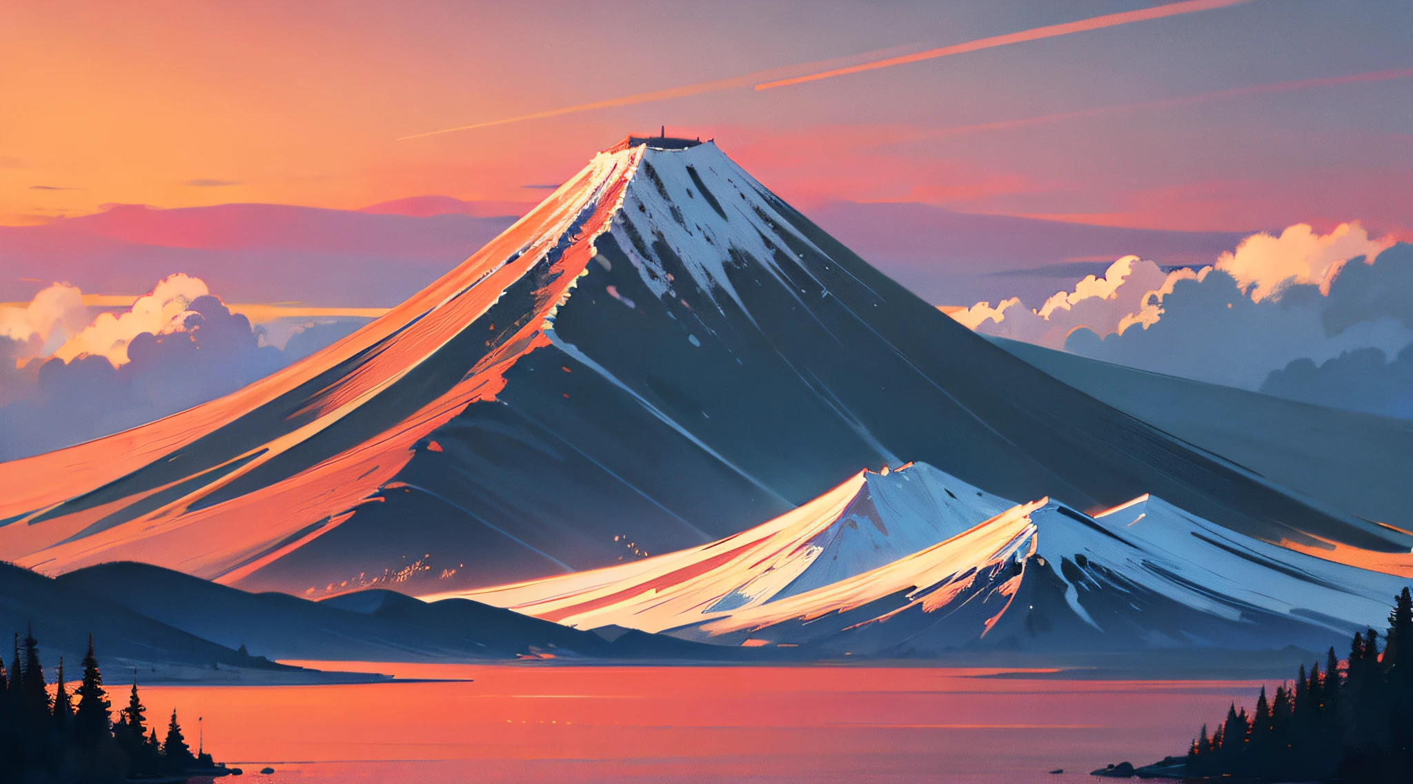 majestic Mount Fuji, intricate details, Sam Bosma, cold lighting –niji