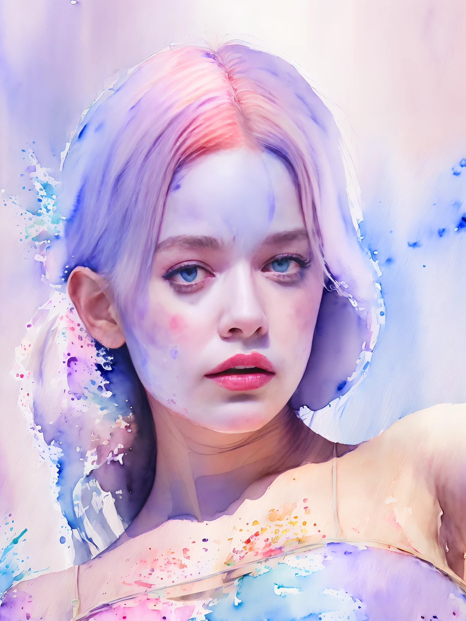 (Watercolor style:1.85),Young Sensual Gravure Idol、beautiful girls face、Young cute gravure idol、奈良美智、Young Gravure Idol、If々Japan Girl、Close up of Rain Iwakura、Pull Shorthair、Photos taken with Sony A7R,undergarment:1.3,(huge-breasted:1.2),((Top image quality、8K、masuter piece、:1.3))、Super fine face、Ultra Fine Lips、Fine Eye、二重まぶた、full body Esbian、Ultra-fine lips、Breakdown、二重まぶた:1.2(Photorealsitic、Raw photography、top-quality:1.4)、Al Eyes、beautidful eyes、(real looking skin)、Beautiful skin、The ultra -The high-definition、the golden ratio、(1 girl in)、