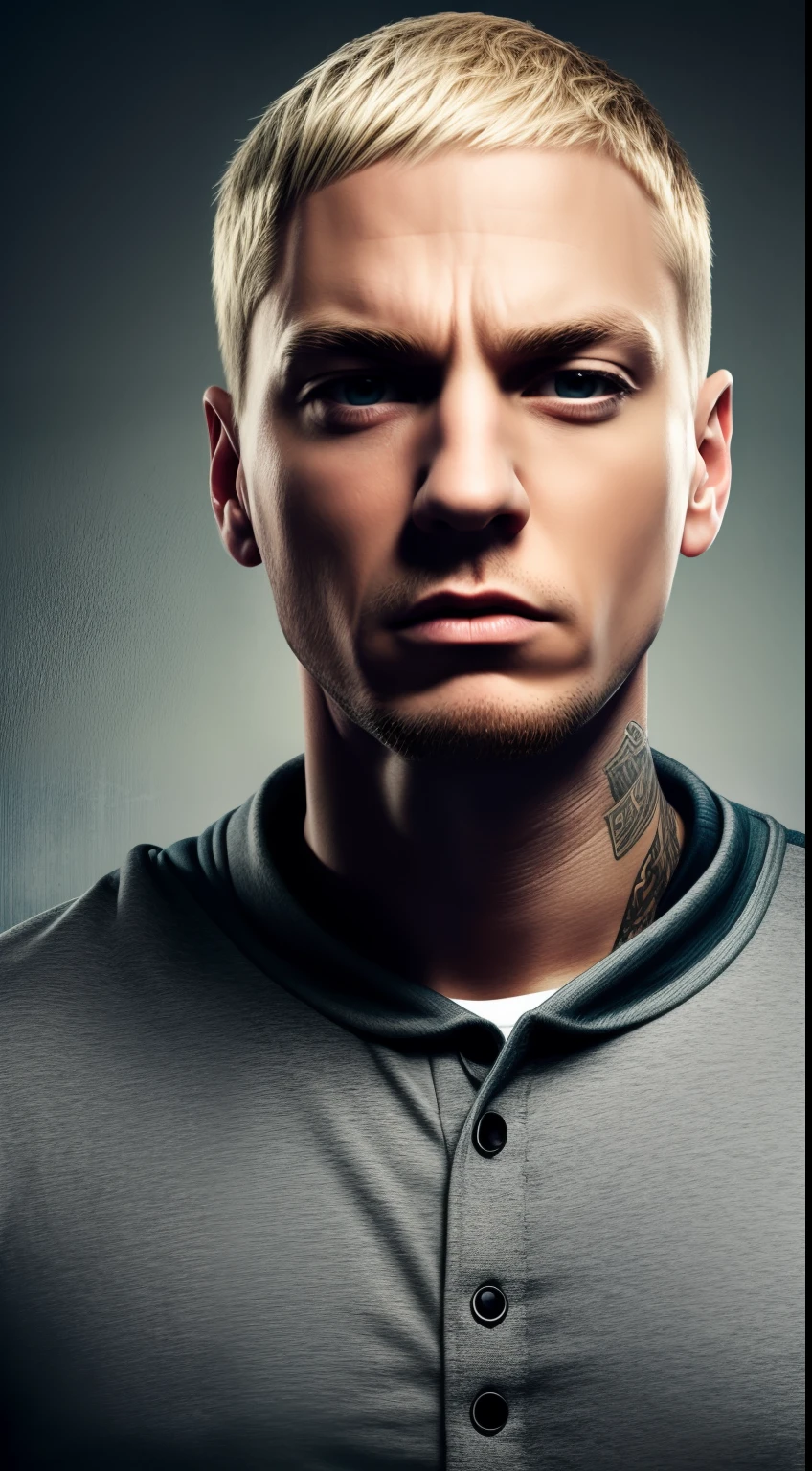 1man, very Eminem, blonde hair, confident, passion, love, portrait, front look, 4k, high-res, best quality, illustration