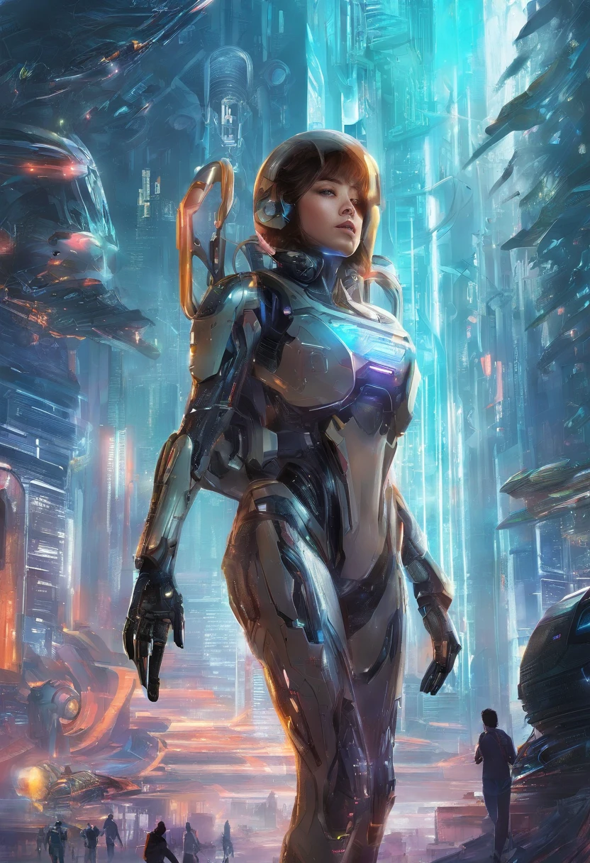 1girl. Memakai helm menyala canggih