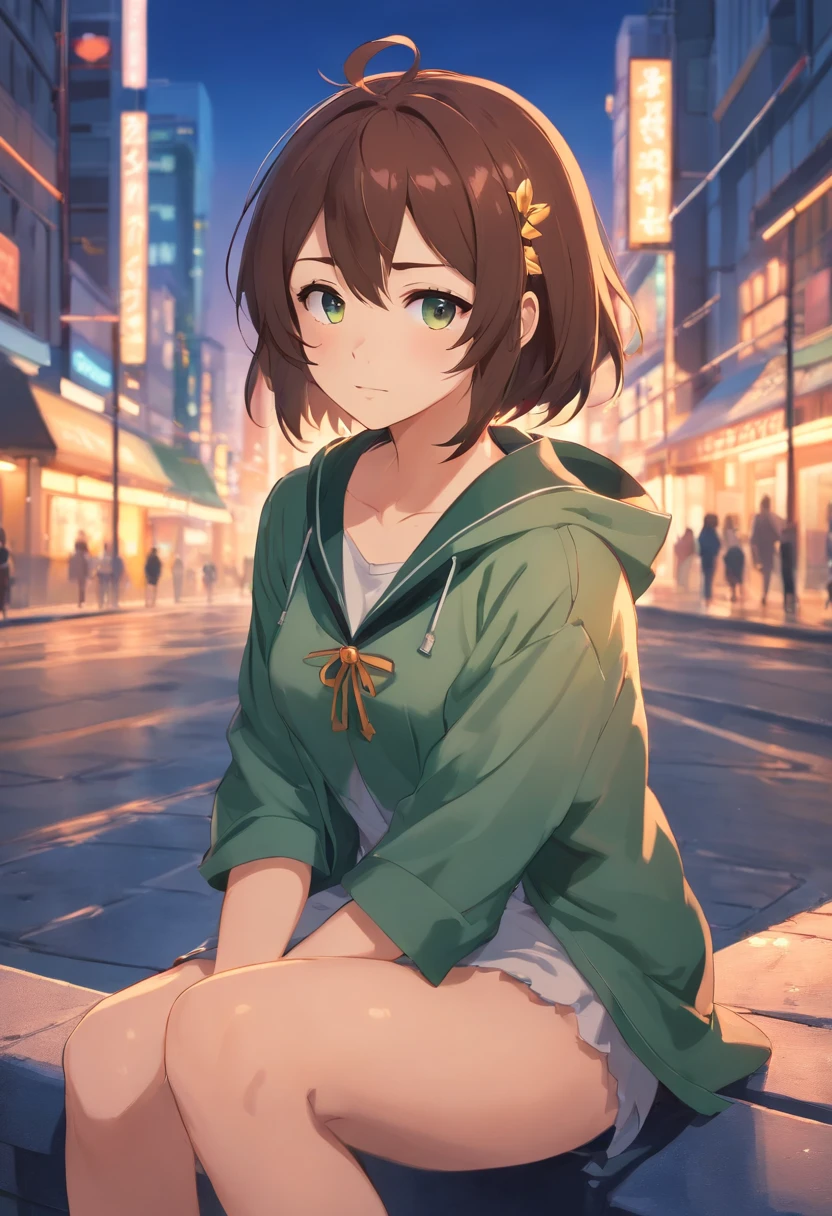 Yoimiya, Genshin impact, sitting, realistic lighting