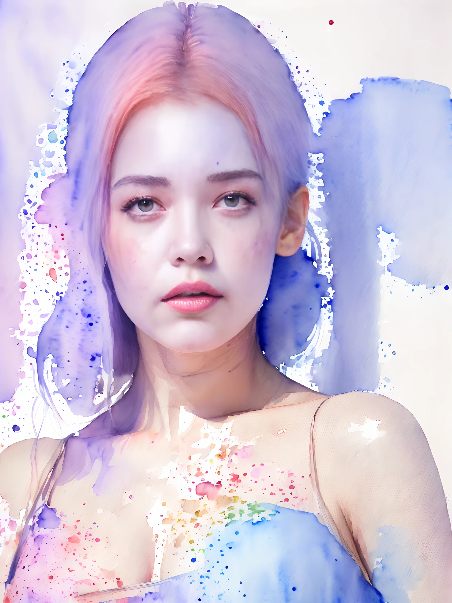 (Watercolor style:1.85),Young Sensual Gravure Idol、beautiful girls face、Young cute gravure idol、奈良美智、Young Gravure Idol、If々Japan Girl、Close up of Rain Iwakura、Pull Shorthair、Photos taken with Sony A7R,undergarment:1.3,(huge-breasted:1.2),((Top image quality、8K、masuter piece、:1.3))、Super fine face、Ultra Fine Lips、Fine Eye、二重まぶた、full body Esbian、Ultra-fine lips、Breakdown、二重まぶた:1.2(Photorealsitic、Raw photography、top-quality:1.4)、Al Eyes、beautidful eyes、(real looking skin)、Beautiful skin、The ultra -The high-definition、the golden ratio、(1 girl in)、