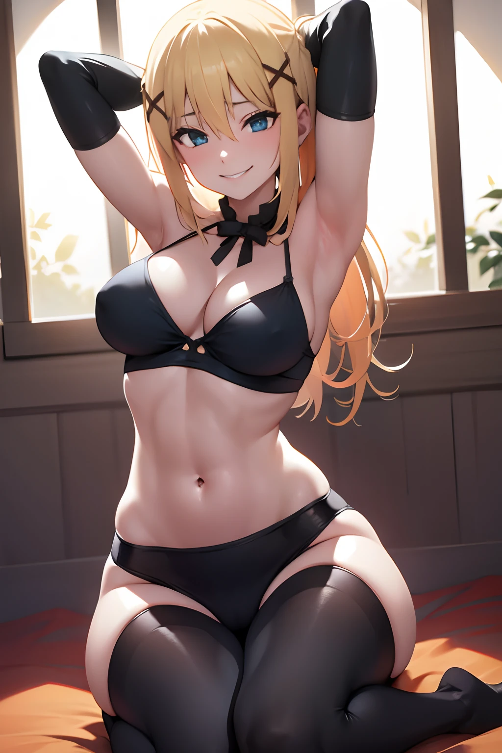 Sexy, pechos grandes, lingirie, Darkness, cute smile, muy sonrojada