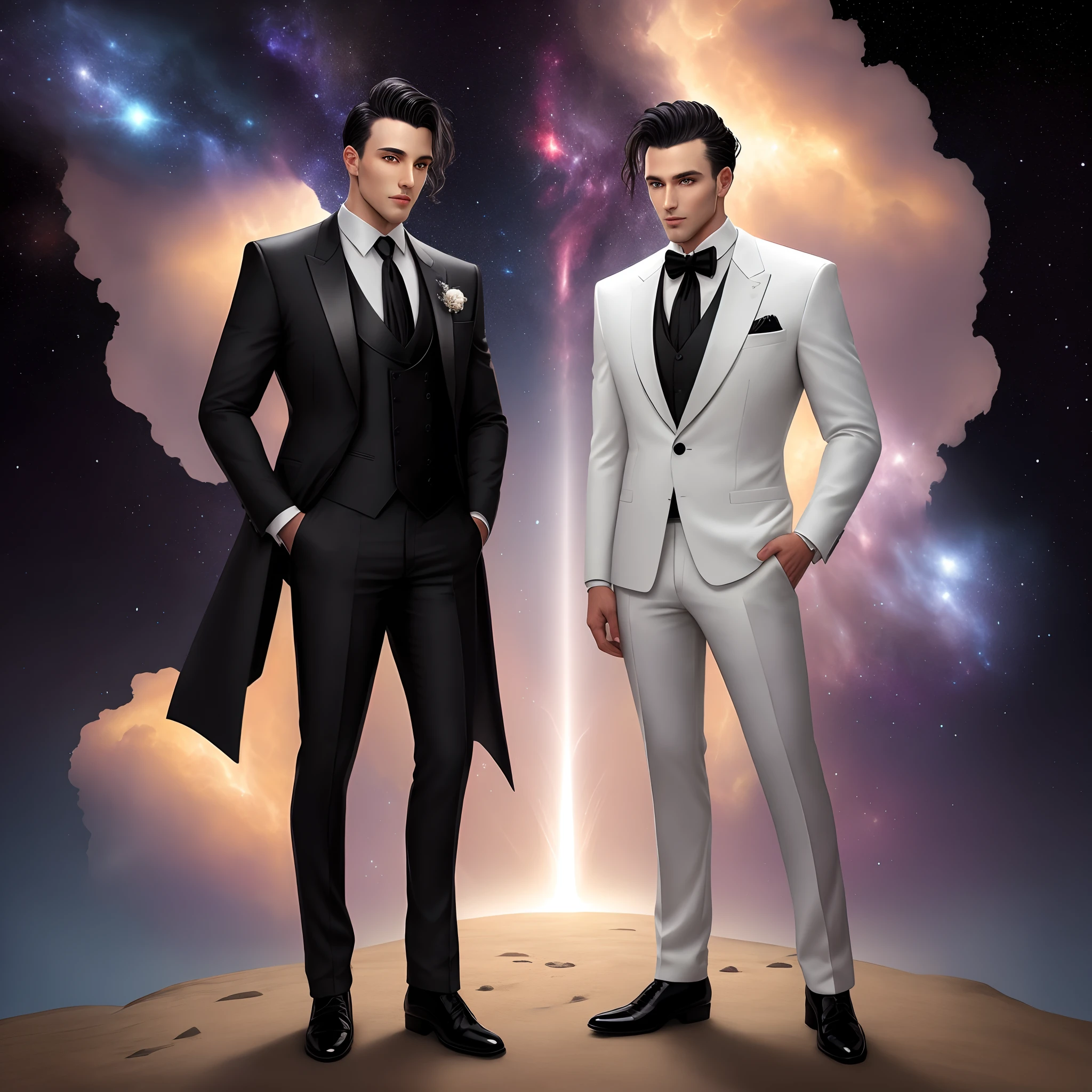 Divine cosmic galactic gothic suit male tuxedo full body
