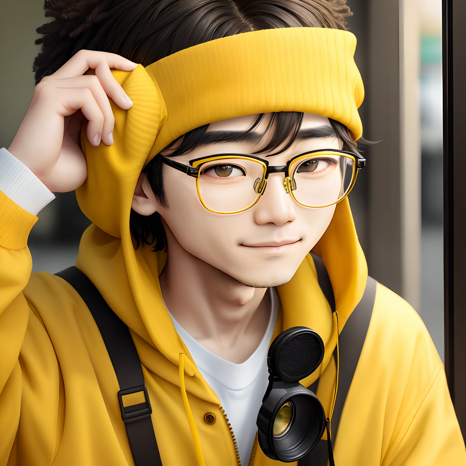 Yellow people、male people、eye glasses