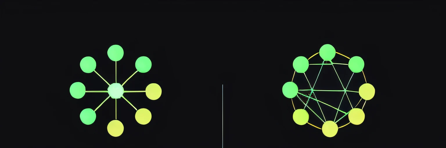 there are two clocks that are glowing green and yellow, sparse floating particles, flat 2 d, black and green scheme, disconnected shapes, symmetry feature, gradient from green to black, one on each side, digital nodes, minimal art, neon virtual networks, simple 2d flat design, schlieren flow visualisation, minimal background, split screen, motion design